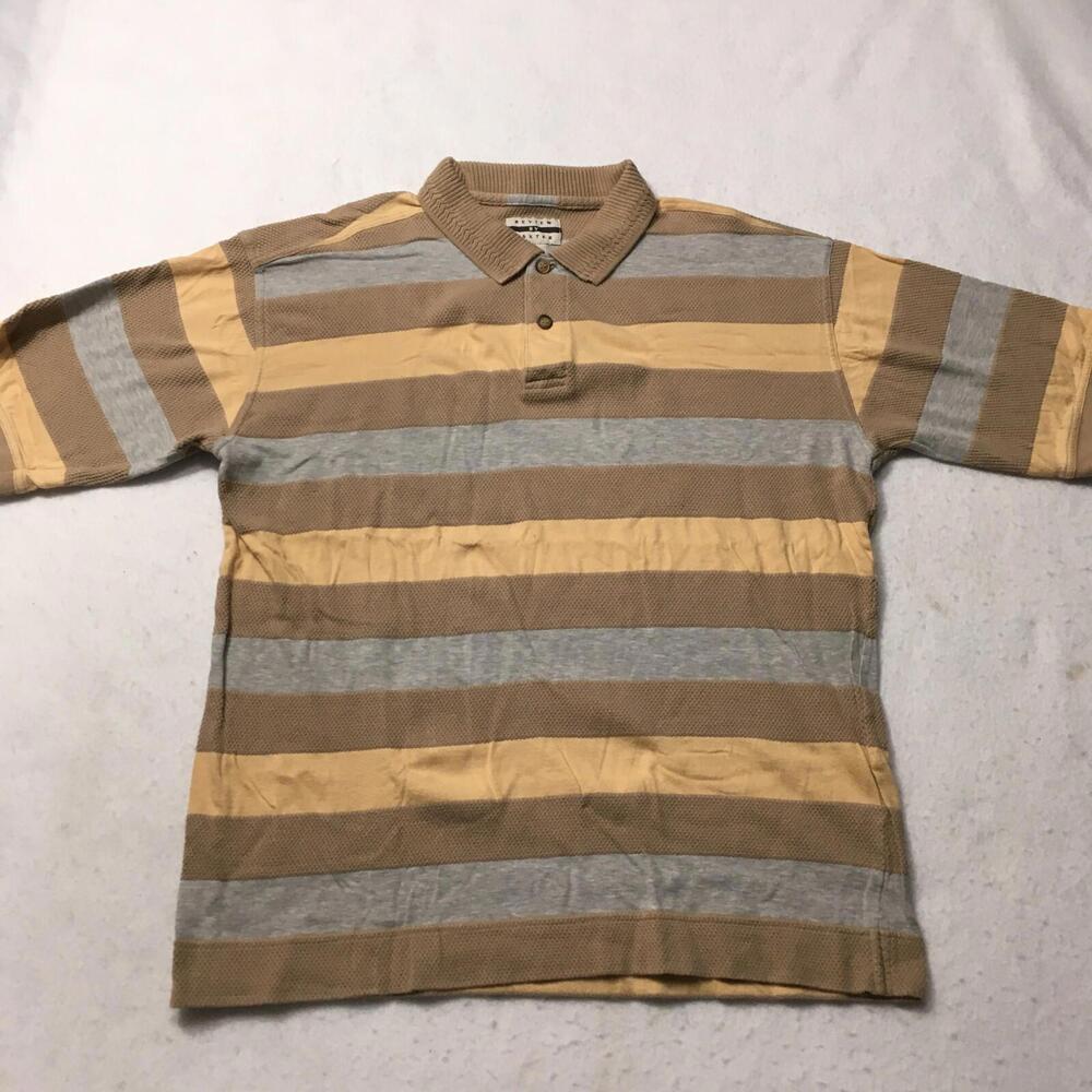 review by baxte Collection Shirt Men  Large  Polo beige Stripe Cotton Golf